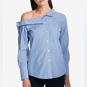 DKNY | Cold shoulder stripe button down top